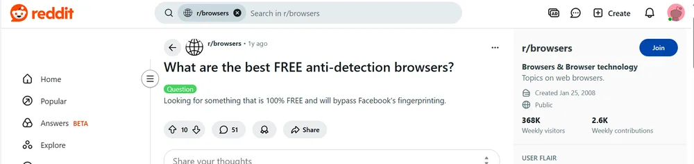 What are the best FREE anti-detection browsers on Reddit