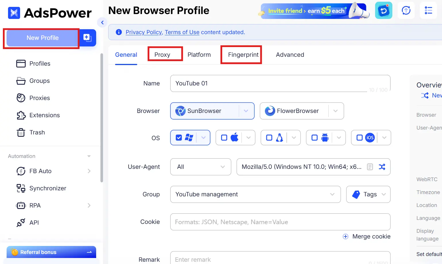 Create AdsPower Profiles