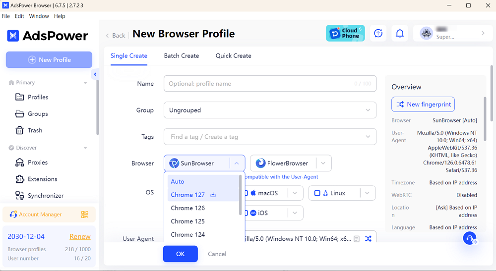 Update Kernel in Profile Creation