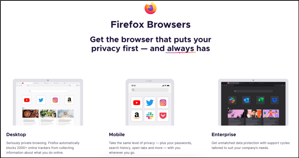 Screenshot of Firefox Browser’s home page