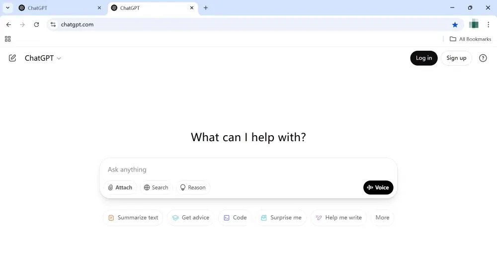 ChatGPT homepage