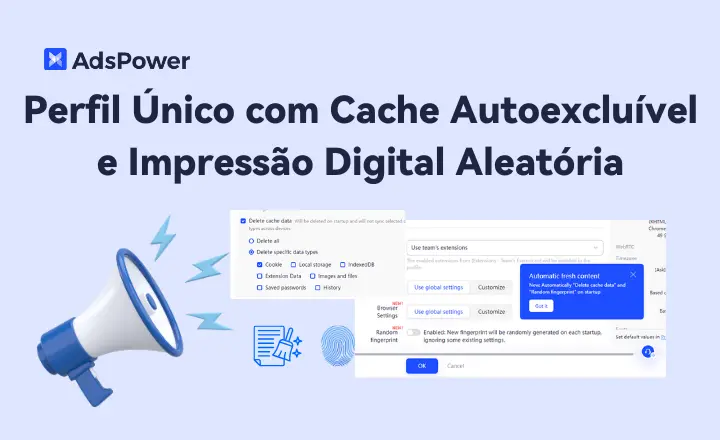 Perfil Único com Cache Autoexcluível e Impressão Digital Aleatória