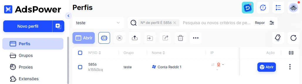 Abra um Perfil
