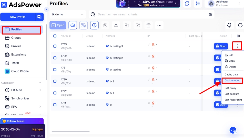 Open the cookie robot