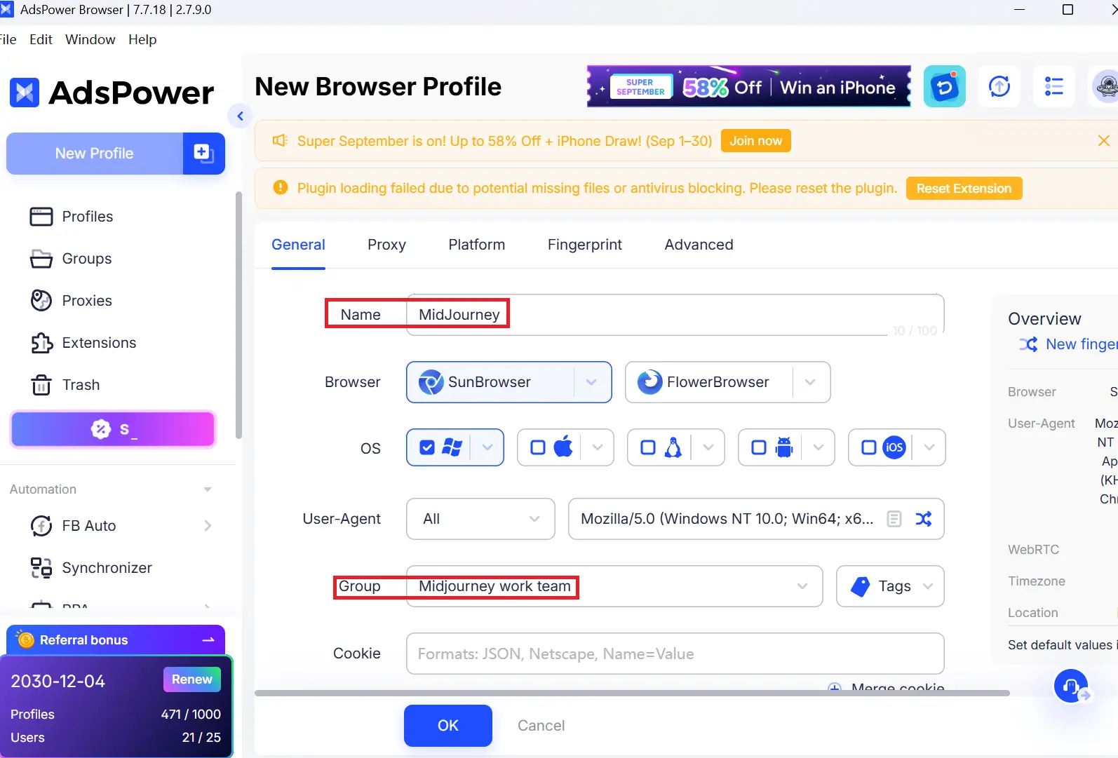 Enter Necessary Information for This Profile
