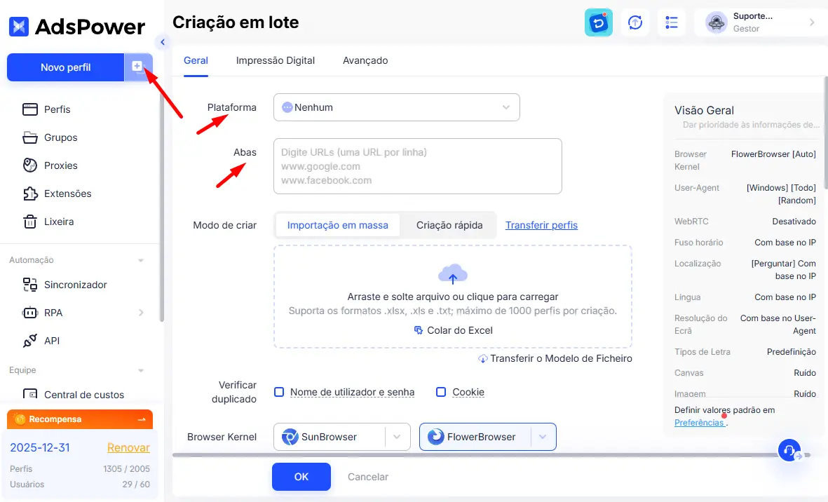 Clique No Botão Criar Em Massa