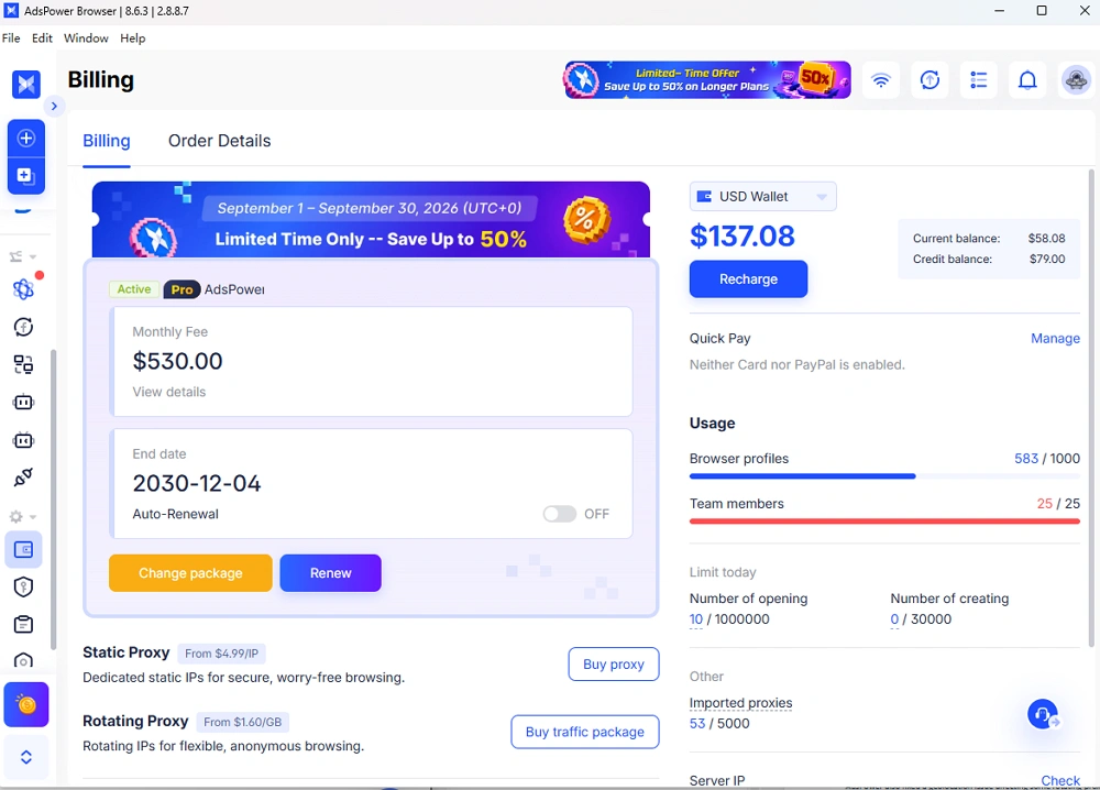 Billing Page