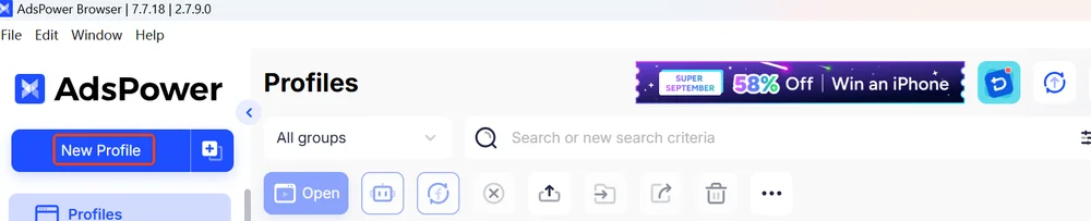 AdsPower Create New Profile