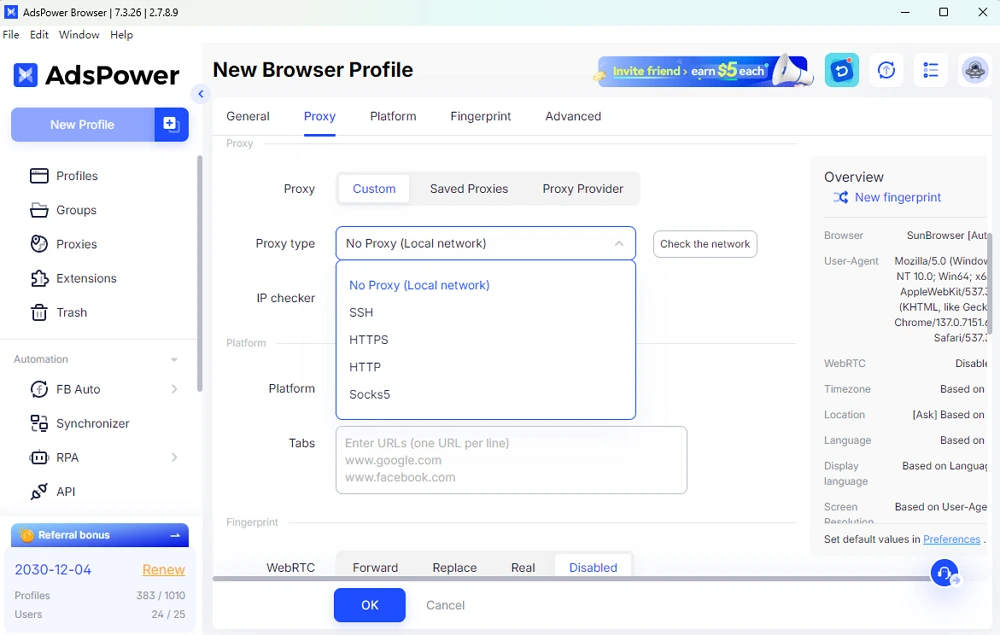 Configure Proxy in AdsPower