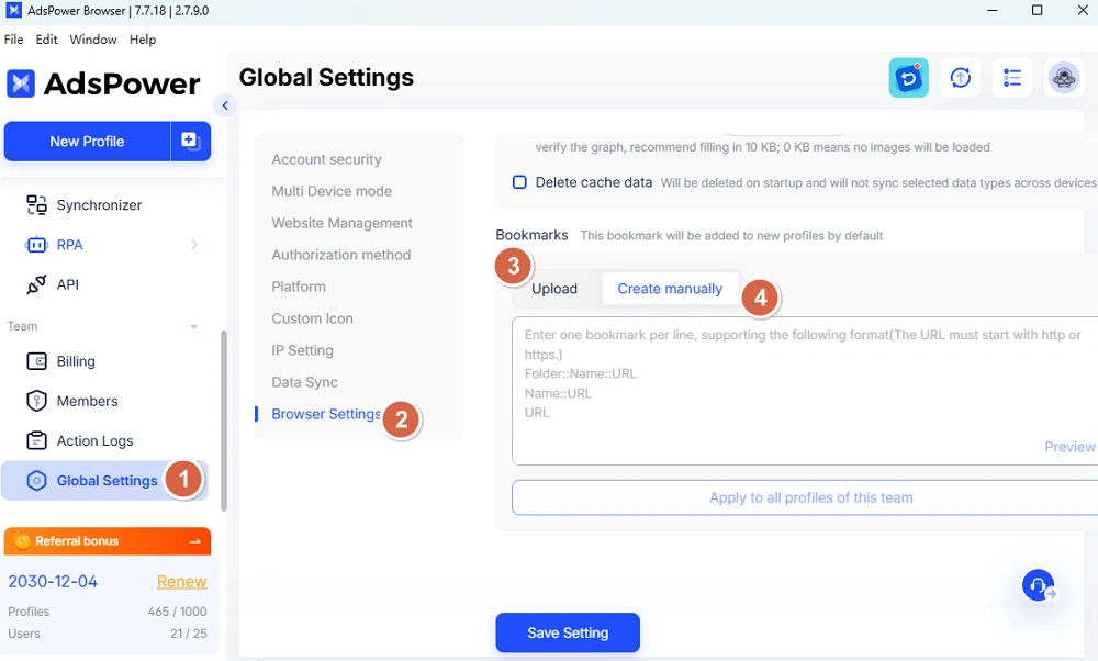 Manually Create Bookmarks