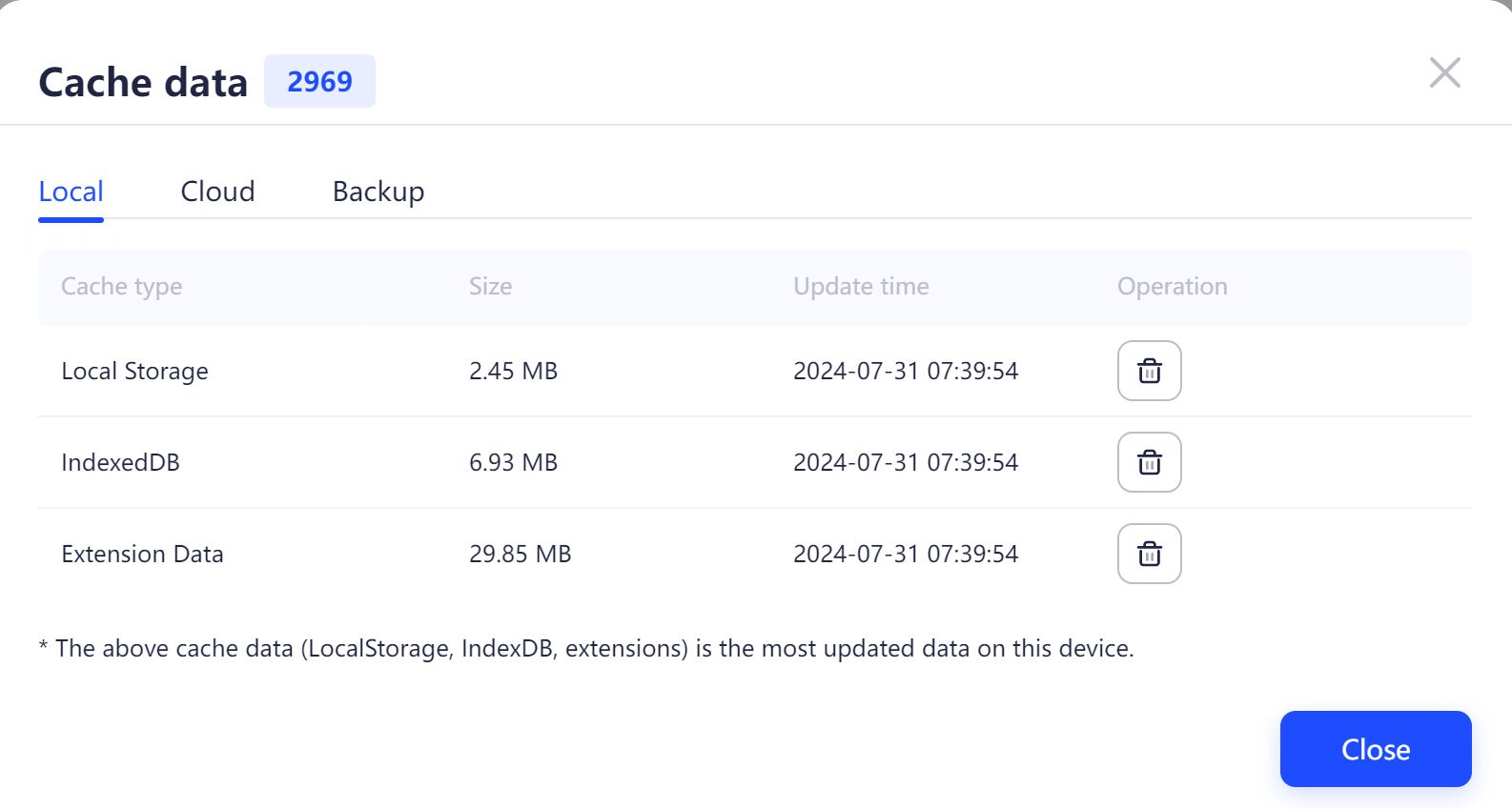 cache data