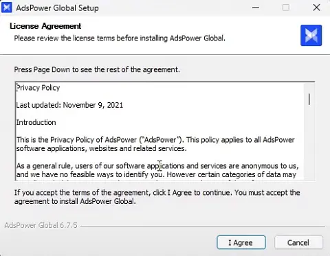 Accept the license agreement