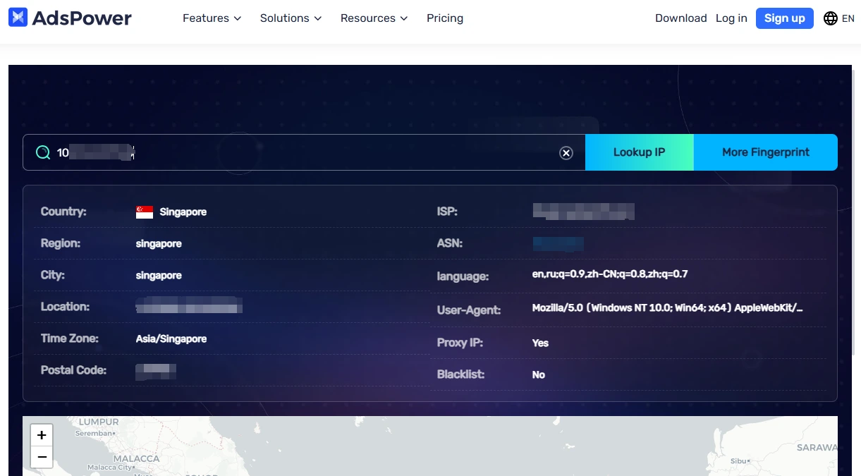 AdsPower Online IP Address Lookup