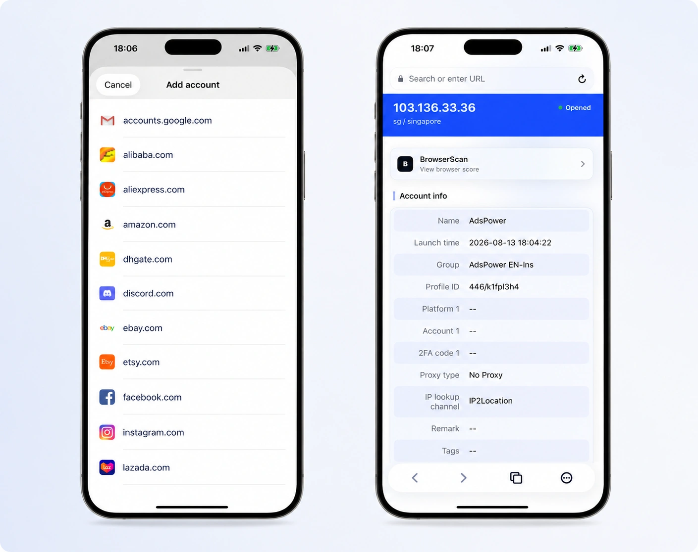 adspower browser ios app accounts management