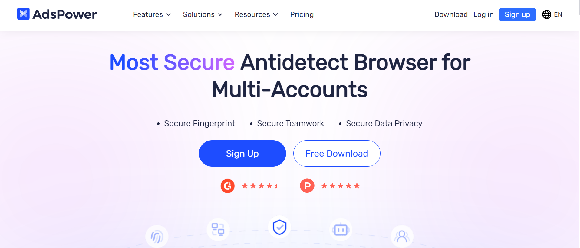 Screenshot of AdsPower's landing page