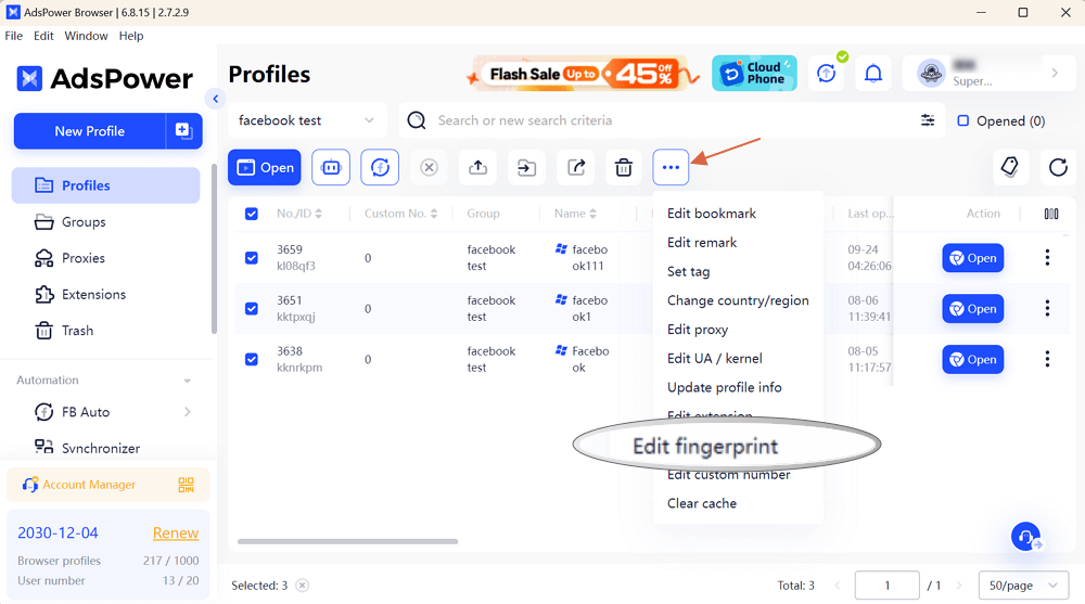 Bulk Edit Fingerprint