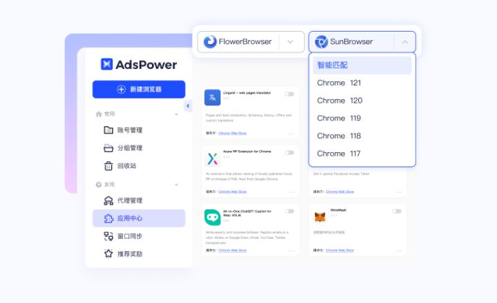 AdsPower 双内核指纹浏览器：SunBrowser & FlowerBrowser