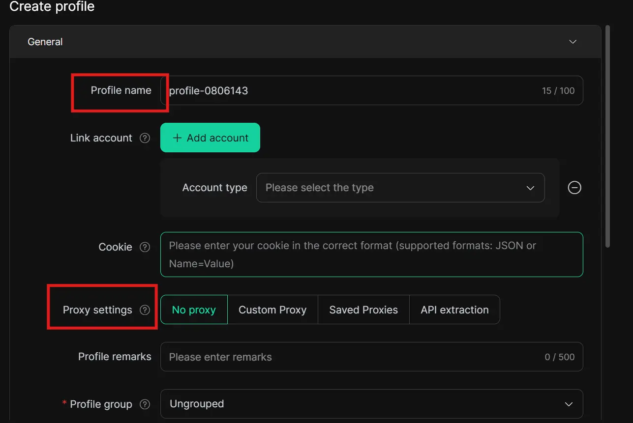 Create Profile
