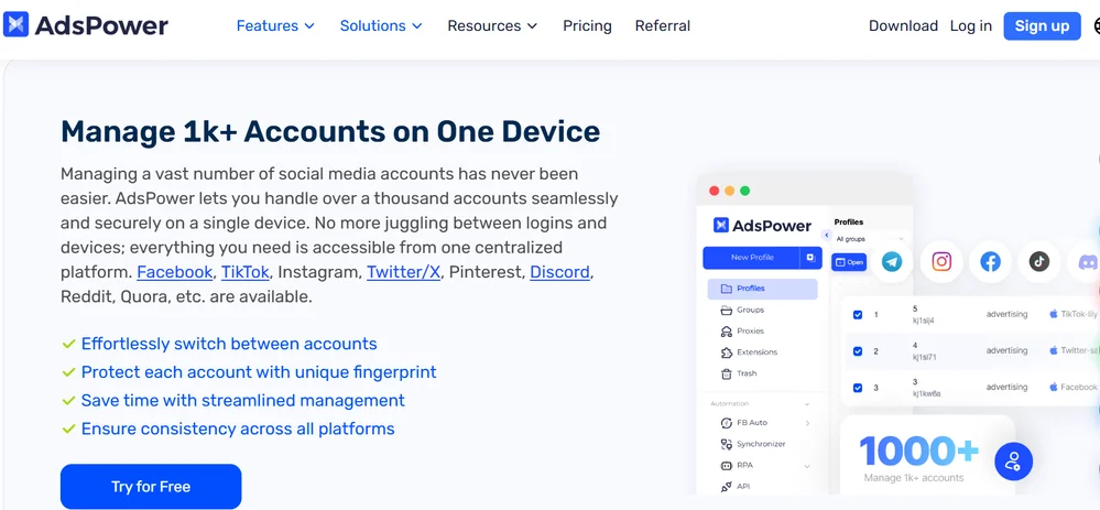 Manage social media accounts