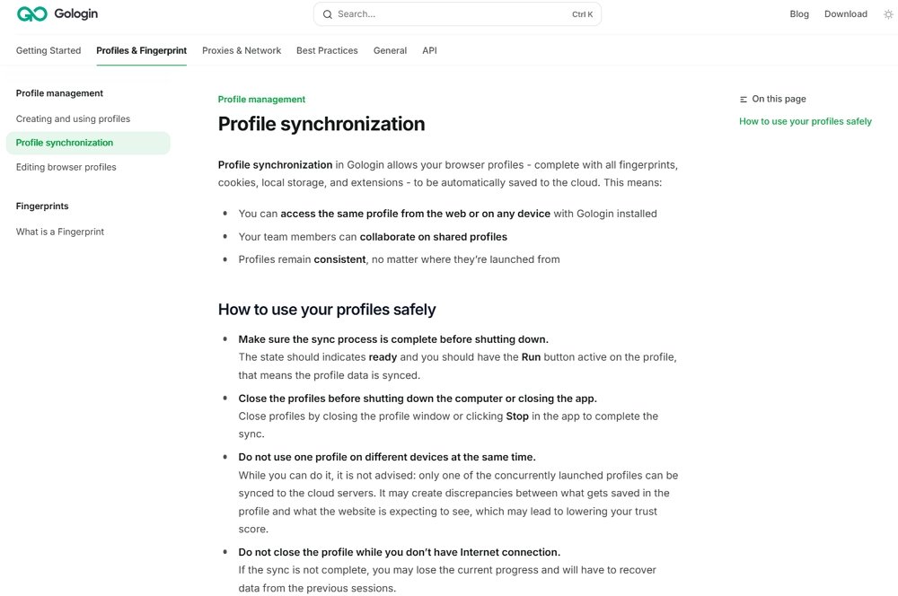 GoLogin profile synchronizer