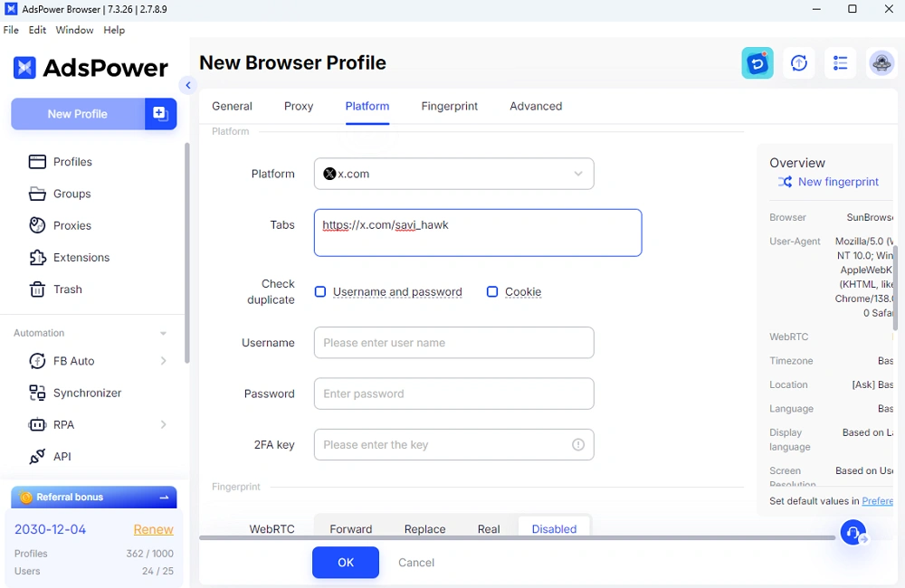 Multiple Twitter accounts with AdsPower
