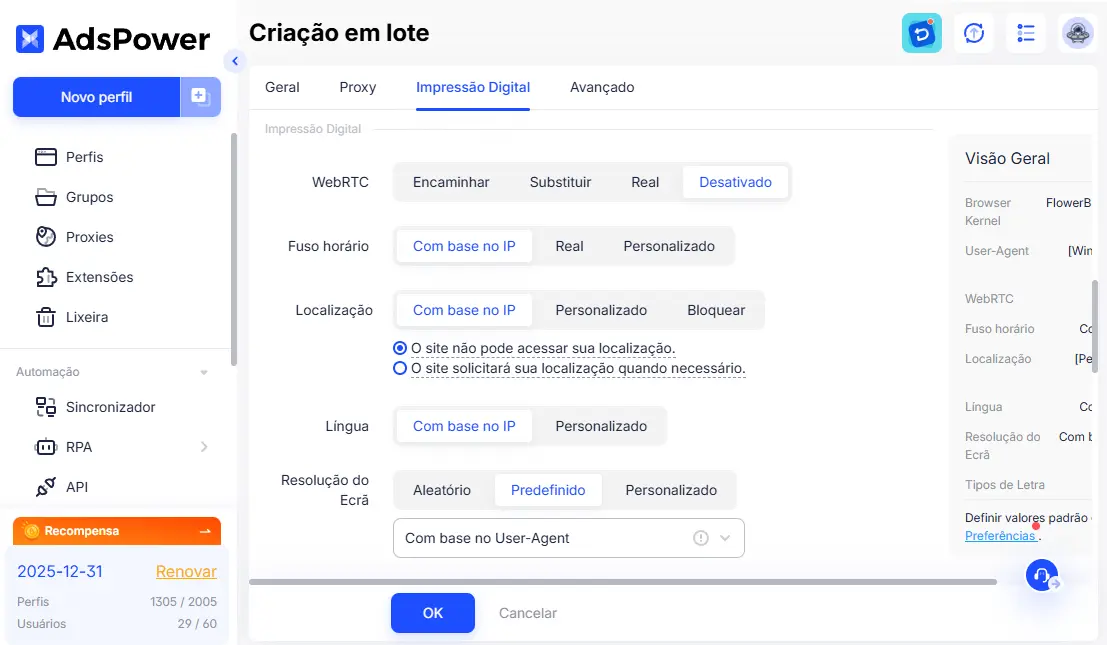 Impressão Digital Aleatória