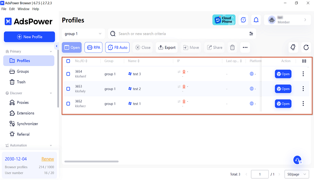 AdsPower Profiles Management