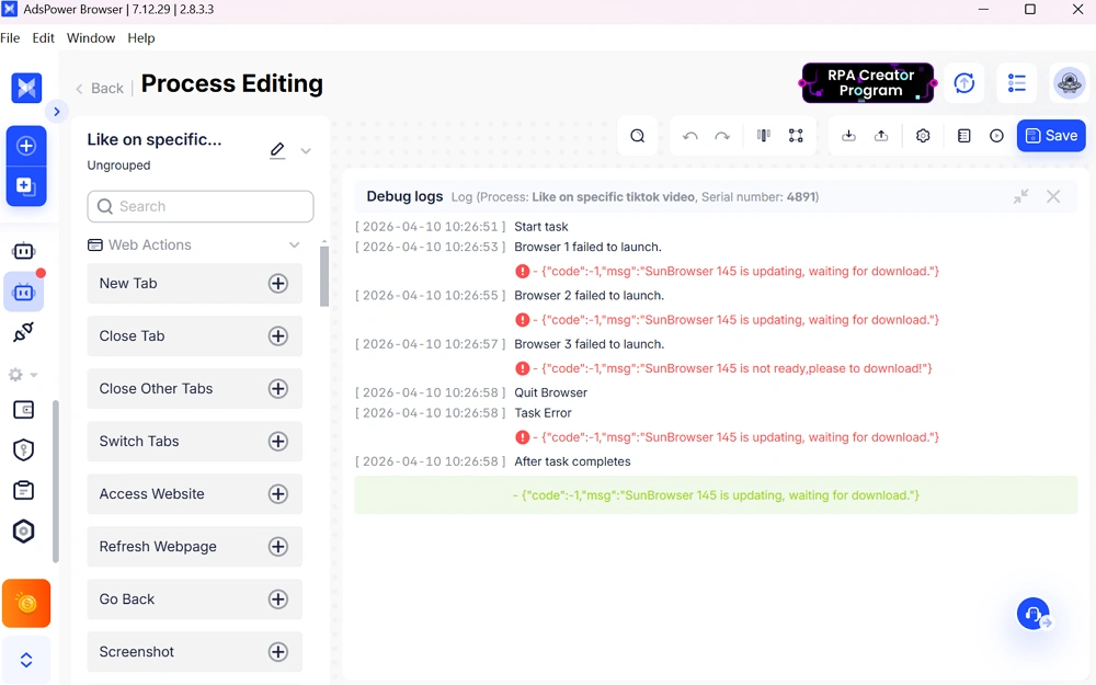 Debugging in Full Screen