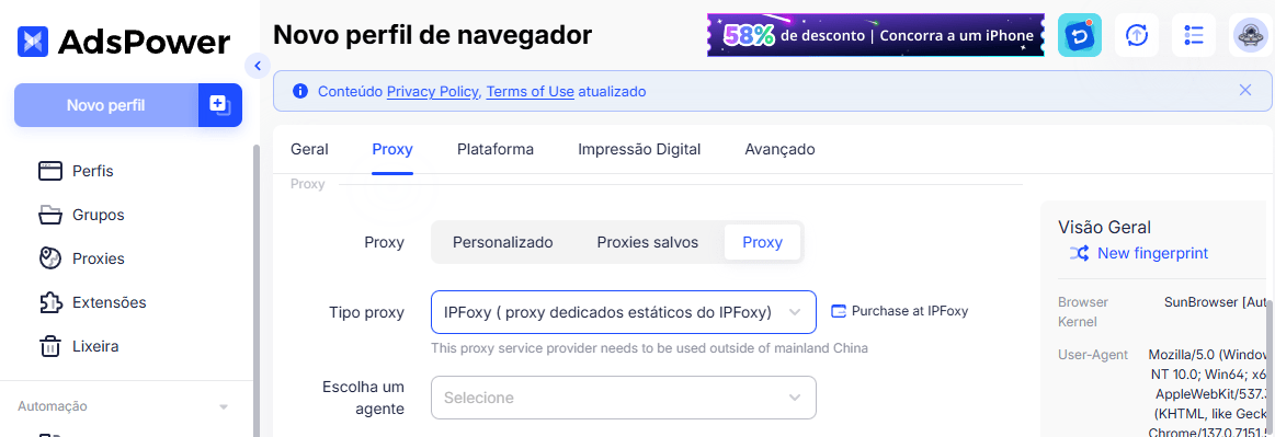 Detalhes do proxy
