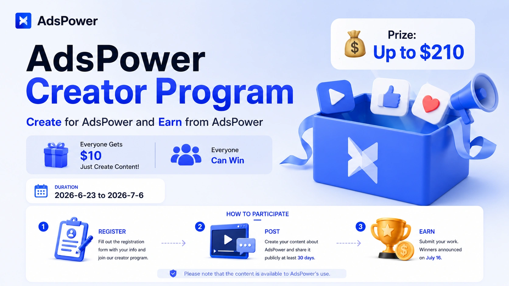 AdsPower Creator Program: Share Your Experience, Earn Up to $200