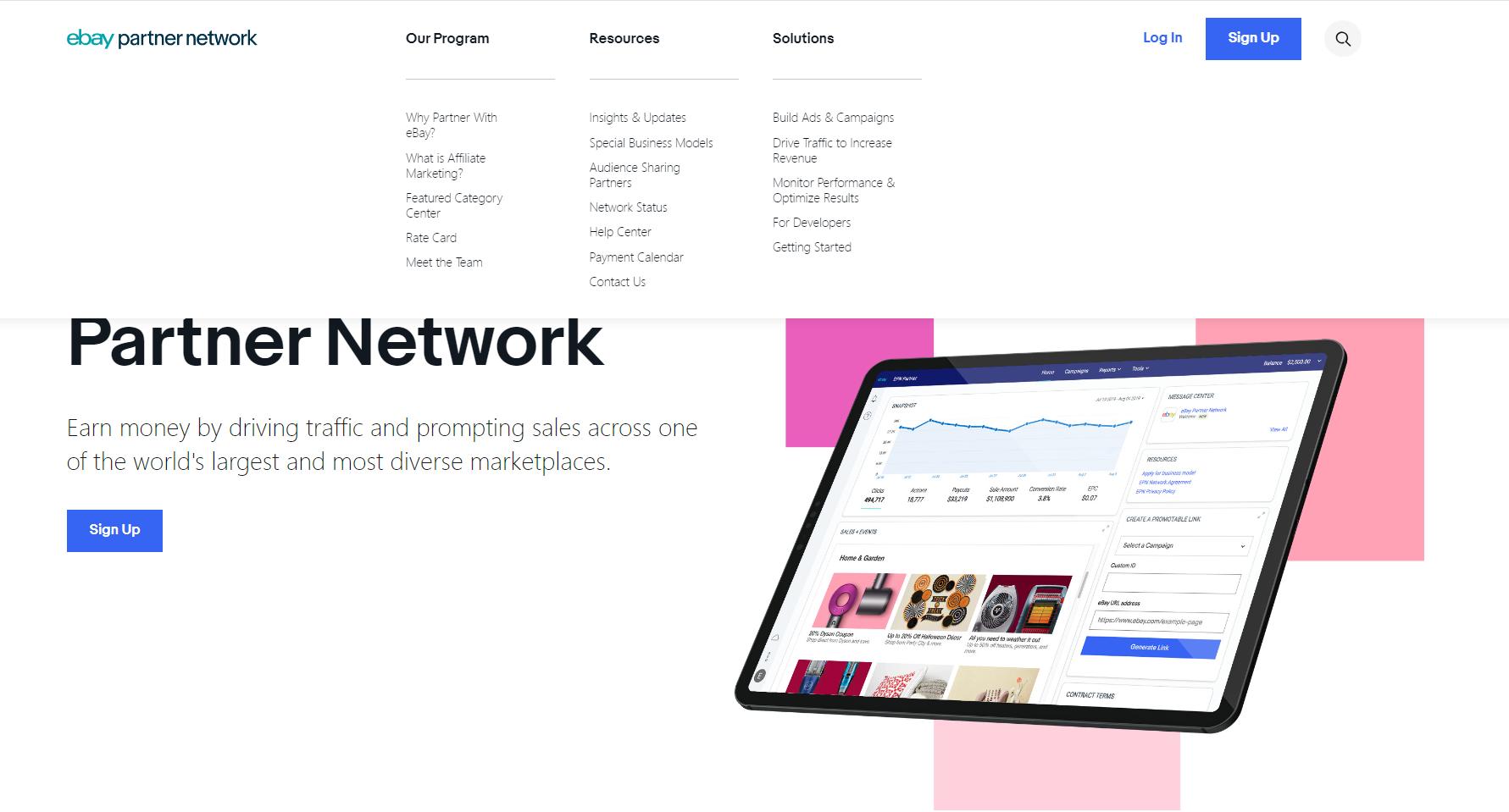 eBay Partner Network官方网站界面