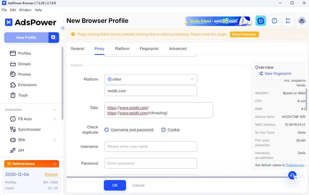 Set Up Reddit Accounts on AdsPower