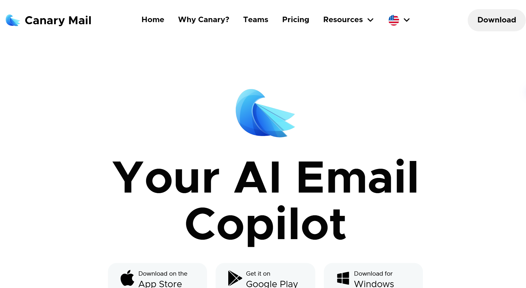 Hình ảnh landing page Canary Mail