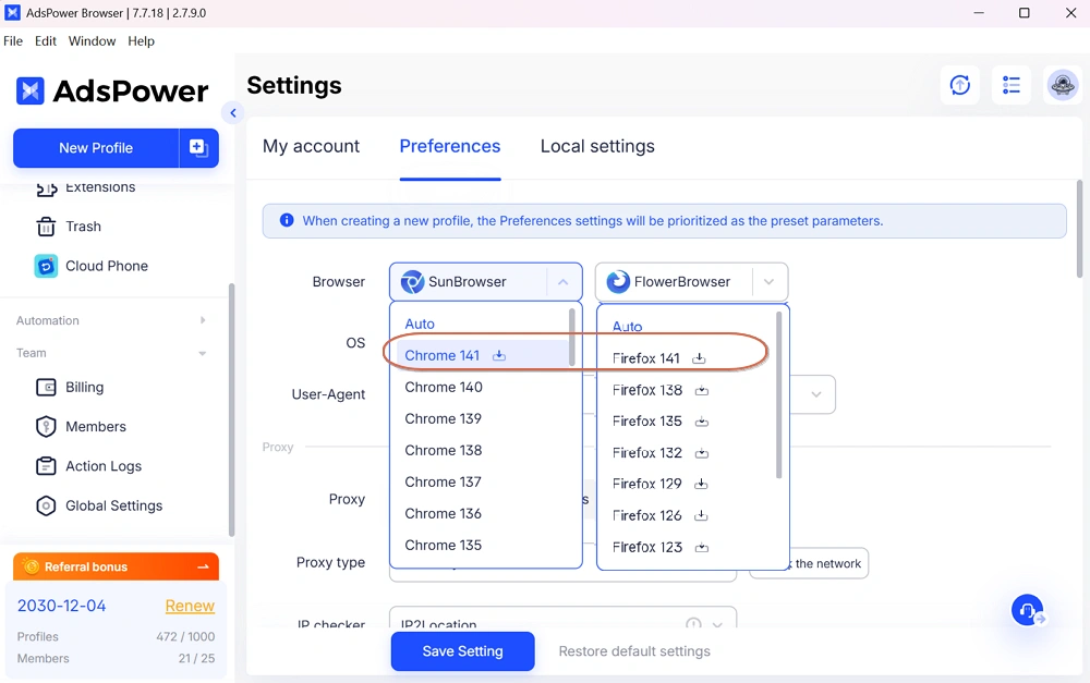 Added support for Chrome/Firefox 141
