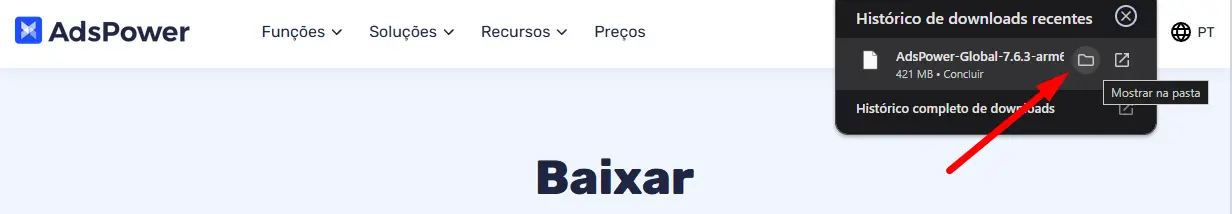 Após o download do arquivo .dmg, abra-o e arraste o ícone do AdsPower para a pasta Aplicativos