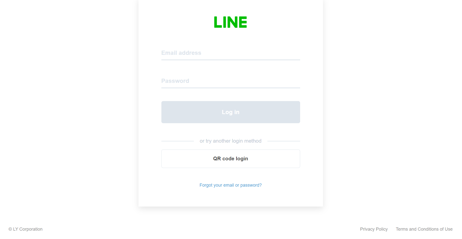 Изображение портала аутентификации для входа в LINE через браузер