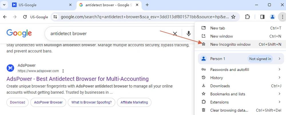  Incognito or Private Browsing Mode