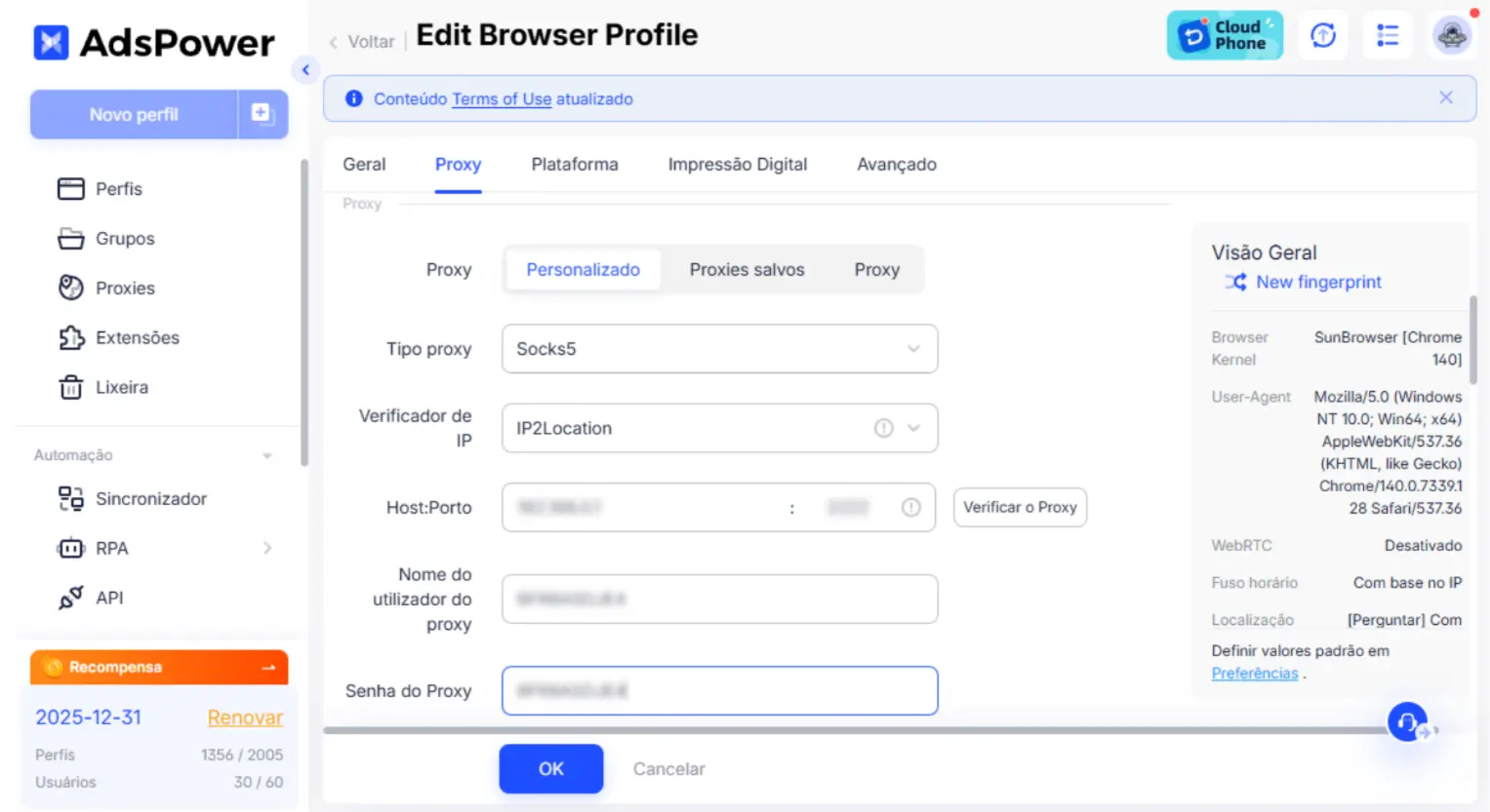 Utilizar o AdsPower com Proxies Do Instagram