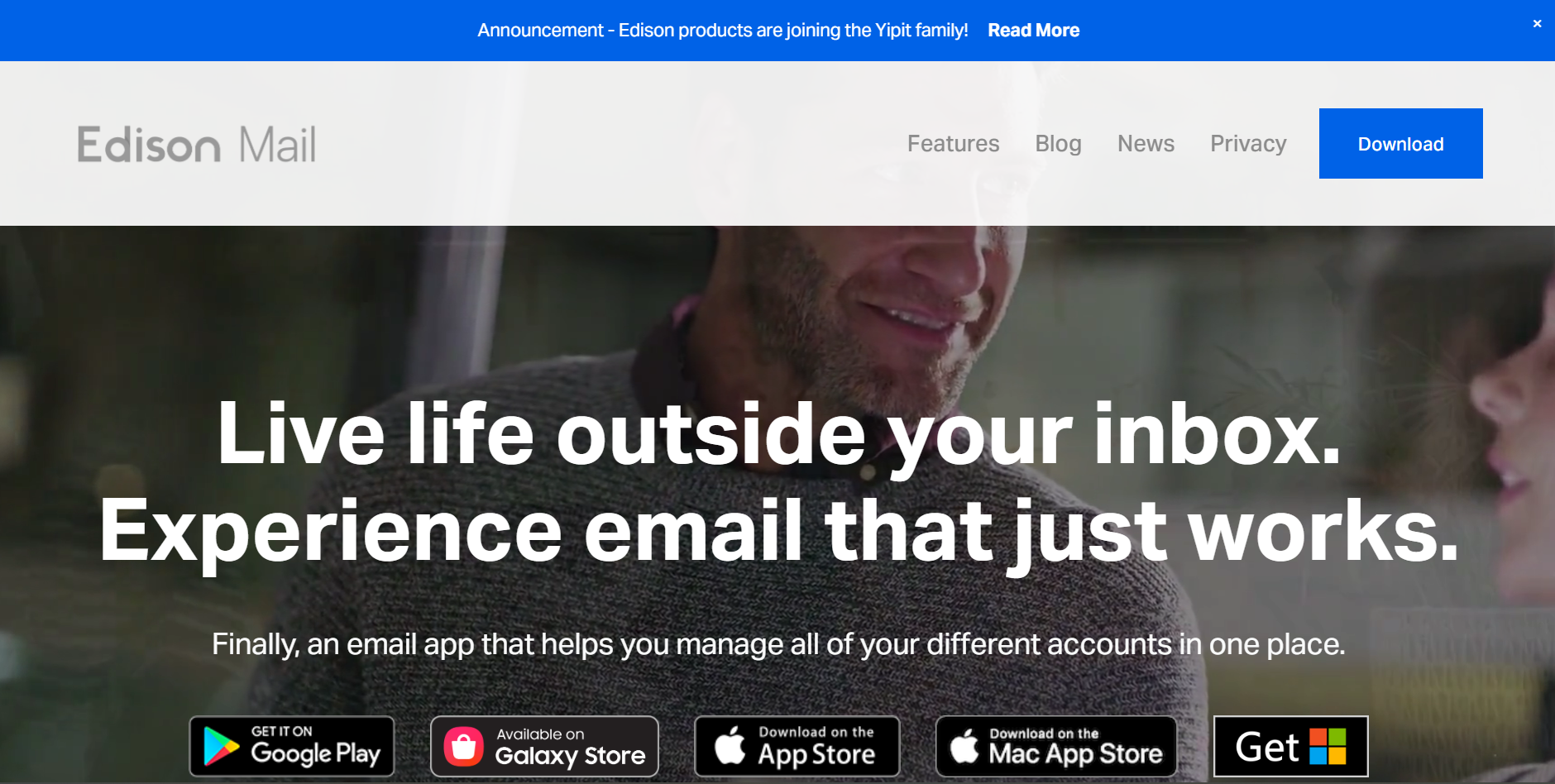 Image of Edison Mail landing page