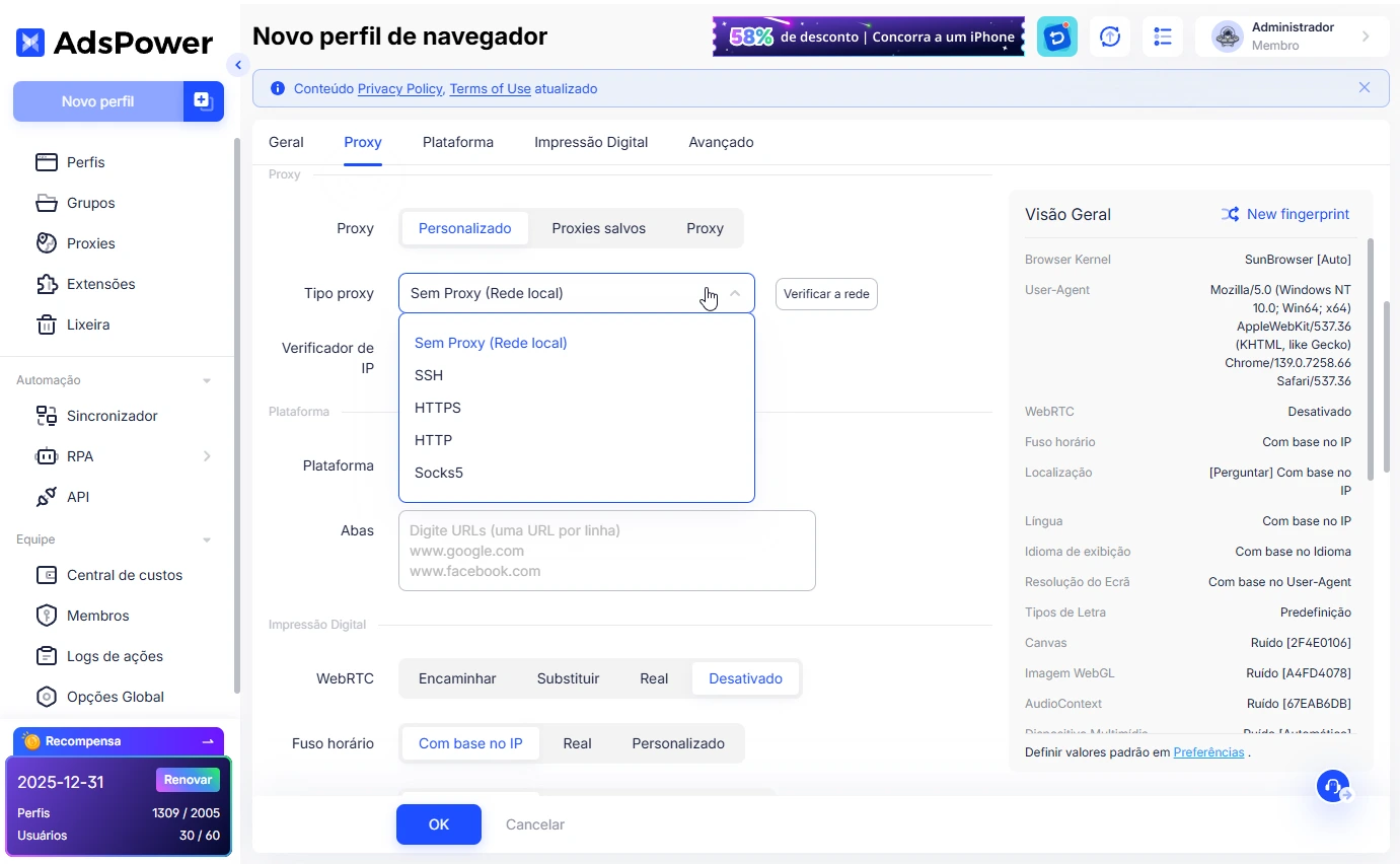 Configurar Proxy no AdsPower