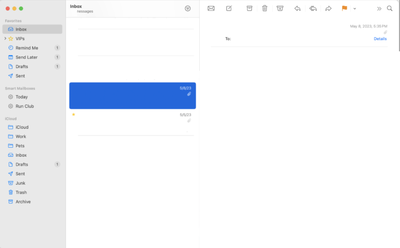 Screenshot of Apple Mail