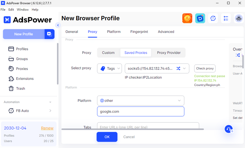 Set Up Profiles with Related Proxies