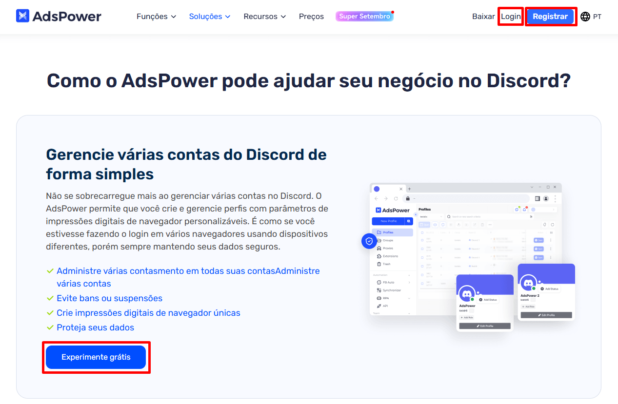 AdsPower para Discord