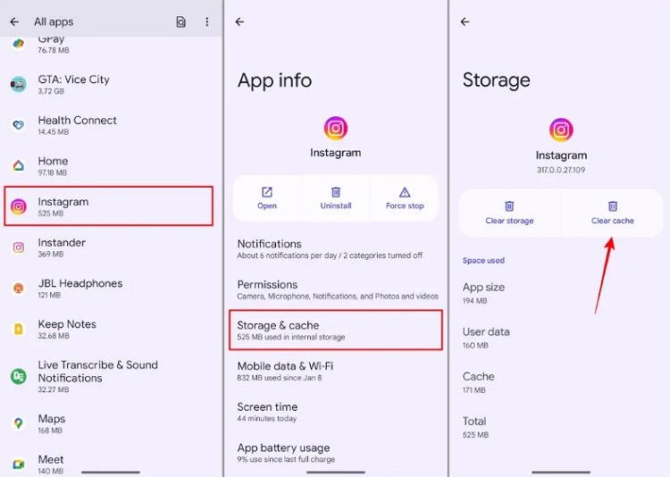  Delete the Related Cache and App Data