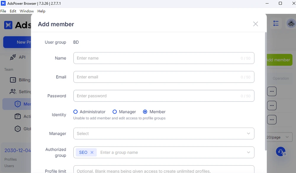 Ahrefs profile share access team