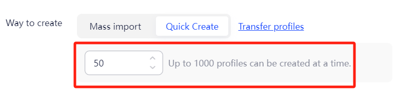 Specify the Quantity of Imported Profiles
