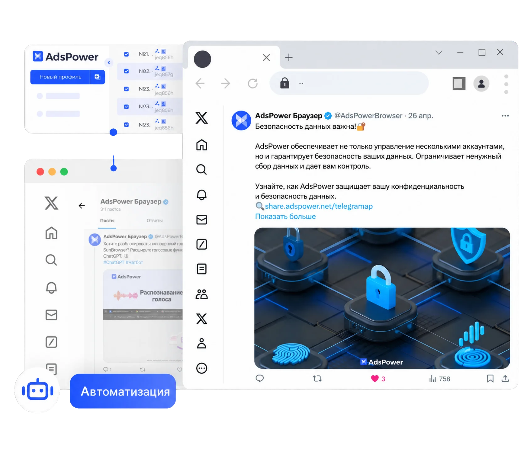 Упрощенный процесс работы с X/Твиттер с AdsPower