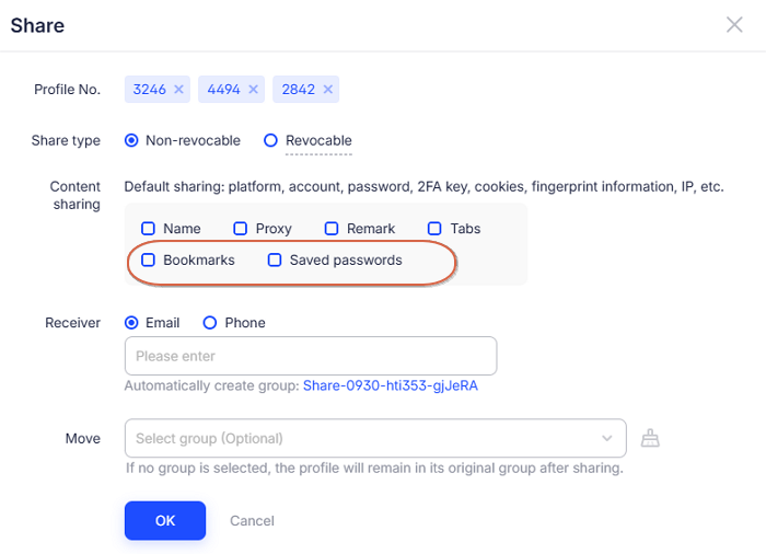 Share Bookmarks and Saved Passwords 