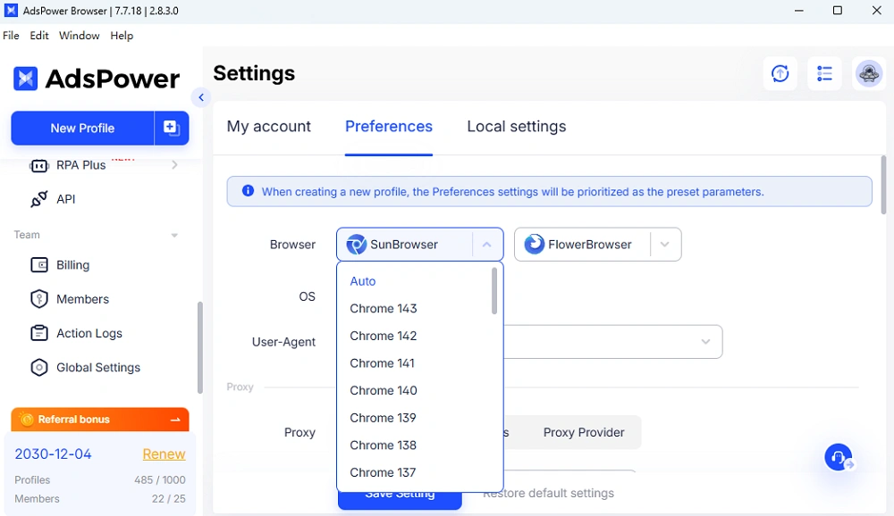 Chrome 143 Kernel supported