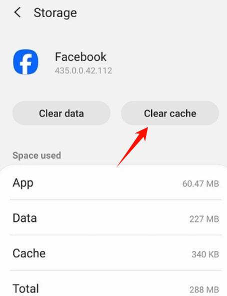 点击Clear cache清除Facebook缓存